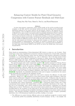 Enhancing context models for point cloud geometry compression with
  context feature residuals and multi-loss