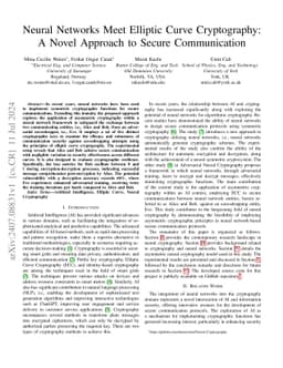 Neural Networks Meet Elliptic Curve Cryptography: A Novel Approach to
  Secure Communication