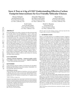 Save A Tree or 6 kg of CO2? Understanding Effective Carbon Footprint
  Interventions for Eco-Friendly Vehicular Choices