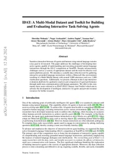 IDAT: A Multi-Modal Dataset and Toolkit for Building and Evaluating
  Interactive Task-Solving Agents
