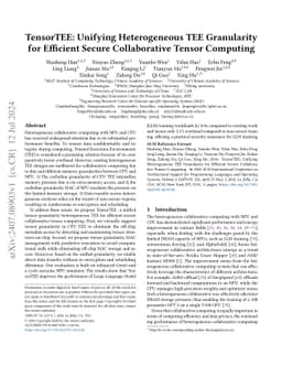TensorTEE: Unifying Heterogeneous TEE Granularity for Efficient Secure
  Collaborative Tensor Computing