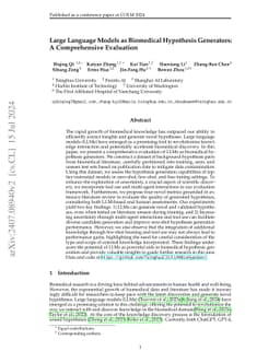 Large Language Models as Biomedical Hypothesis Generators: A
  Comprehensive Evaluation