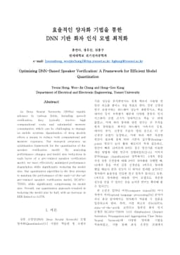 Optimization of DNN-based speaker verification model through efficient
  quantization technique