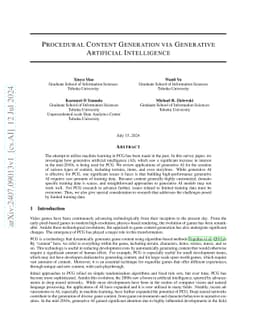 Procedural Content Generation via Generative Artificial Intelligence