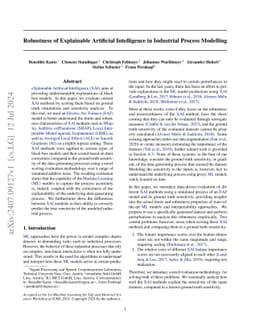 Robustness of Explainable Artificial Intelligence in Industrial Process
  Modelling