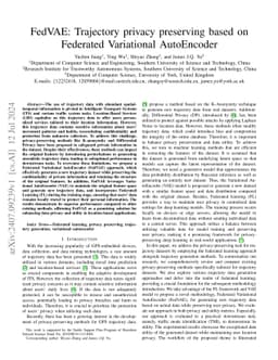 FedVAE: Trajectory privacy preserving based on Federated Variational
  AutoEncoder