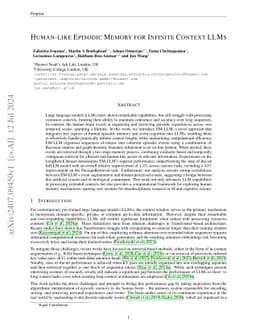 Human-like Episodic Memory for Infinite Context LLMs