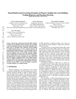 Deep Reinforcement Learning Strategies in Finance: Insights into Asset
  Holding, Trading Behavior, and Purchase Diversity