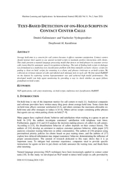 Text-Based Detection of On-Hold Scripts in Contact Center Calls