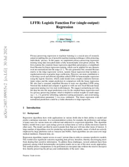 LFFR: Logistic Function For (single-output) Regression
