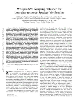 Whisper-SV: Adapting Whisper for Low-data-resource Speaker Verification