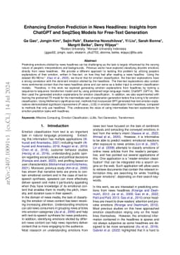 Enhancing Emotion Prediction in News Headlines: Insights from ChatGPT
  and Seq2Seq Models for Free-Text Generation