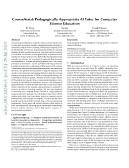 CourseAssist: Pedagogically Appropriate AI Tutor for Computer Science
  Education