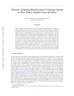 Towards Adapting Reinforcement Learning Agents to New Tasks: Insights
  from Q-Values