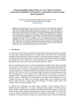 Enhancing Building Safety Design for Active Shooter Incidents:
  Exploration of Building Exit Parameters using Reinforcement Learning-Based
  Simulations