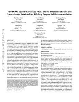 SEMINAR: Search Enhanced Multi-modal Interest Network and Approximate
  Retrieval for Lifelong Sequential Recommendation