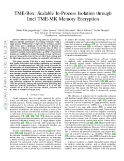 TME-Box: Scalable In-Process Isolation through Intel TME-MK Memory
  Encryption