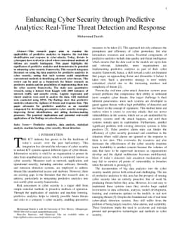 Enhancing Cyber Security through Predictive Analytics: Real-Time Threat
  Detection and Response