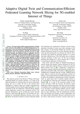 Adaptive Digital Twin and Communication-Efficient Federated Learning
  Network Slicing for 5G-enabled Internet of Things