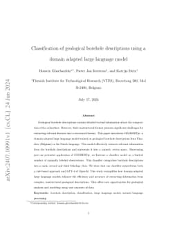 Classification of Geological Borehole Descriptions Using a Domain
  Adapted Large Language Model