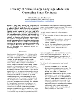 Efficacy of Various Large Language Models in Generating Smart Contracts