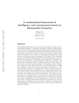A mathematical framework of intelligence and consciousness based on
  Riemannian Geometry