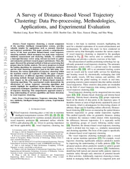 A Survey of Distance-Based Vessel Trajectory Clustering: Data
  Pre-processing, Methodologies, Applications, and Experimental Evaluation