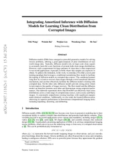 Integrating Amortized Inference with Diffusion Models for Learning Clean
  Distribution from Corrupted Images