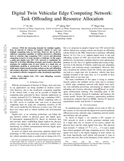 Digital Twin Vehicular Edge Computing Network: Task Offloading and
  Resource Allocation