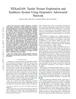 TEXasGAN: Tactile Texture Exploration and Synthesis System Using
  Generative Adversarial Network