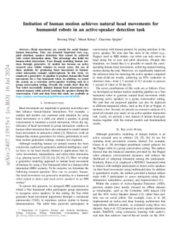 Imitation of human motion achieves natural head movements for humanoid
  robots in an active-speaker detection task