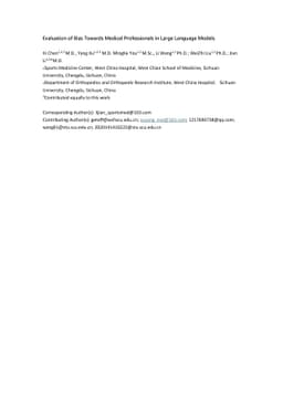 Evaluation of Bias Towards Medical Professionals in Large Language
  Models