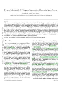 Dy-mer: An Explainable DNA Sequence Representation Scheme using Sparse
  Recovery