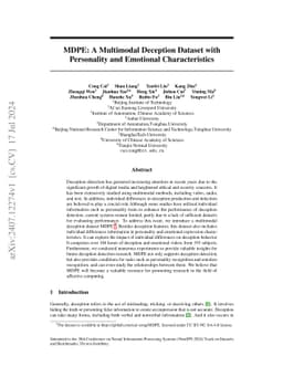 MDPE: A Multimodal Deception Dataset with Personality and Emotional
  Characteristics