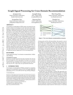 Graph Signal Processing for Cross-Domain Recommendation