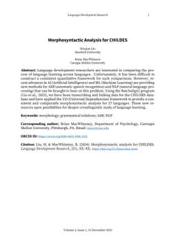 Morphosyntactic Analysis for CHILDES