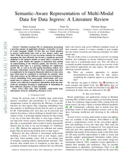 Semantic-Aware Representation of Multi-Modal Data for Data Ingress: A
  Literature Review