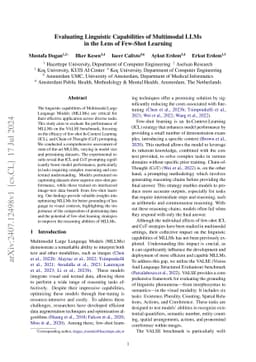 Evaluating Linguistic Capabilities of Multimodal LLMs in the Lens of
  Few-Shot Learning