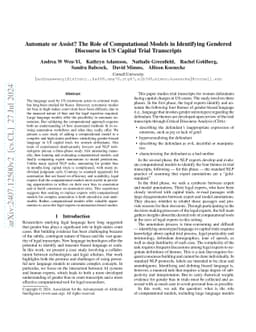 Automate or Assist? The Role of Computational Models in Identifying
  Gendered Discourse in US Capital Trial Transcripts