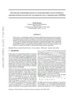 Estimate Epidemiological Parameters given Partial Observations based on
  Algebraically Observable PINNs
