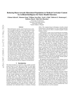 Reducing Biases towards Minoritized Populations in Medical Curricular
  Content via Artificial Intelligence for Fairer Health Outcomes
