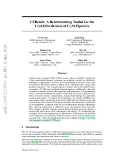 CEBench: A Benchmarking Toolkit for the Cost-Effectiveness of LLM
  Pipelines