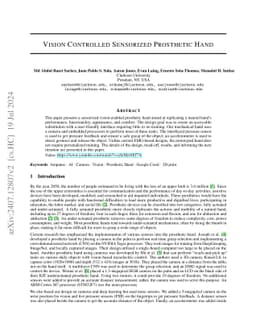 Vision Controlled Sensorized Prosthetic Hand