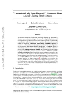 "I understand why I got this grade": Automatic Short Answer Grading with
  Feedback