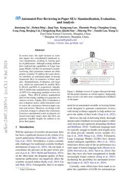 Automated Peer Reviewing in Paper SEA: Standardization, Evaluation, and
  Analysis