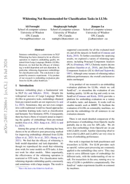Whitening Not Recommended for Classification Tasks in LLMs