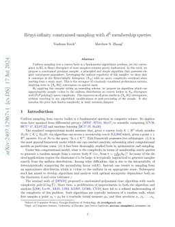 Rényi-infinity constrained sampling with $d^3$ membership queries