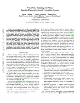 Preset-Voice Matching for Privacy Regulated Speech-to-Speech Translation
  Systems