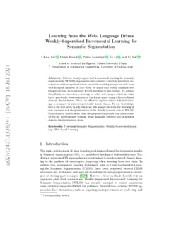Learning from the Web: Language Drives Weakly-Supervised Incremental
  Learning for Semantic Segmentation