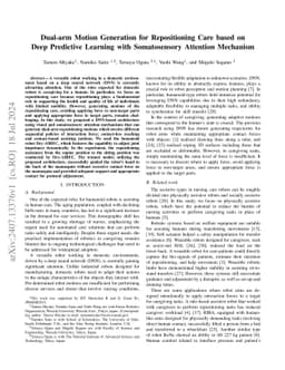 Dual-arm Motion Generation for Repositioning Care based on Deep
  Predictive Learning with Somatosensory Attention Mechanism